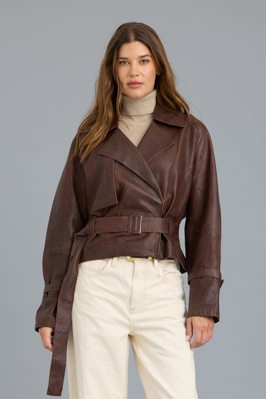 Naomi Vintage Leather Jacket Walnut