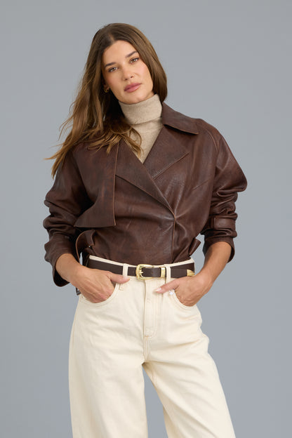 Naomi Vintage Leather Jacket Walnut