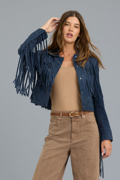 Shania Washed Suede Jacket Twilight