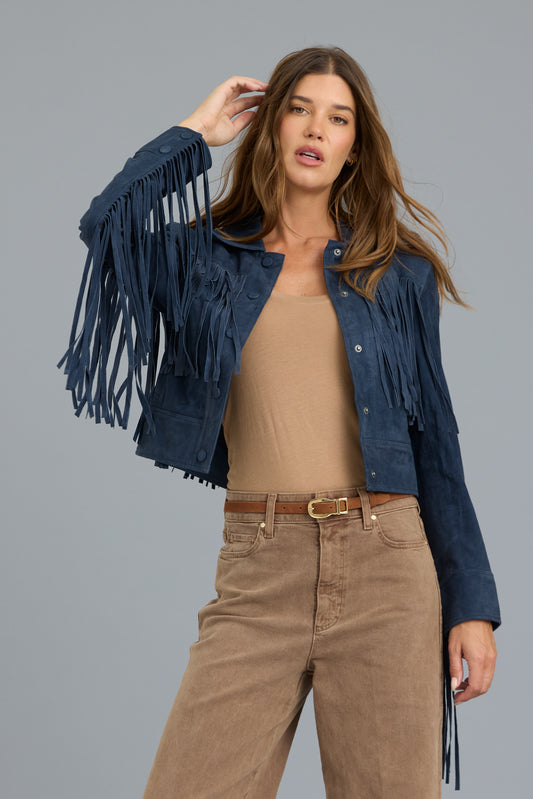Shania Washed Suede Jacket Twilight