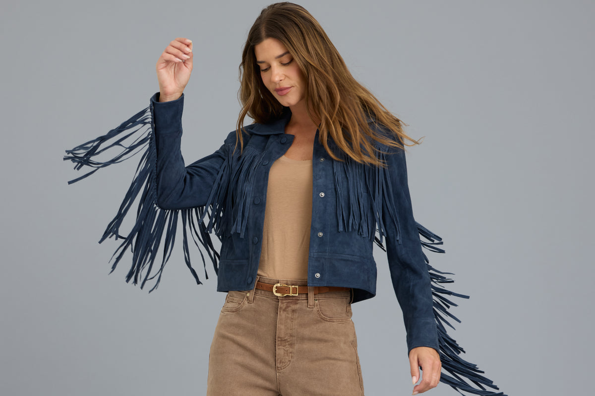 Shania Washed Suede Jacket Twilight