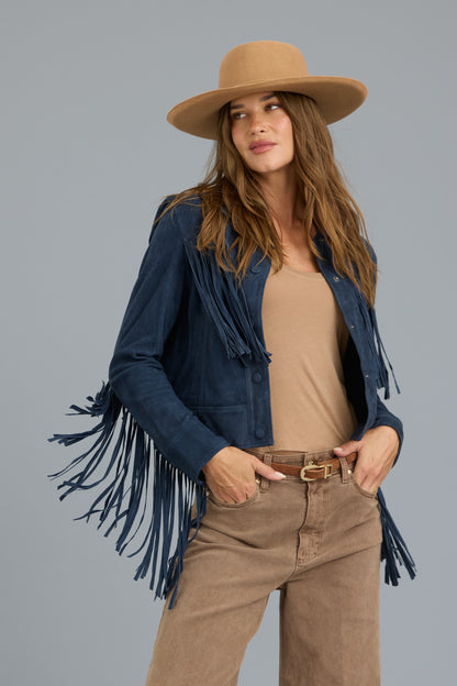 Shania Washed Suede Jacket Twilight