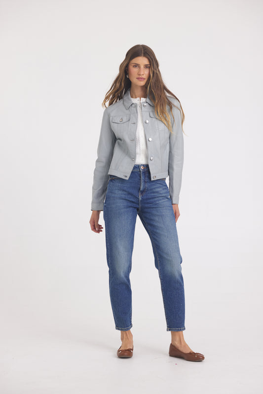 Alexa Burnished Leather Jacket Quarry