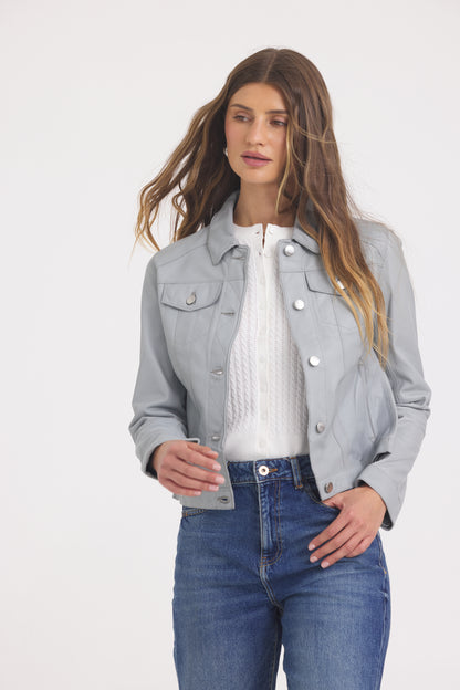 Alexa Burnished Leather Jacket Quarry