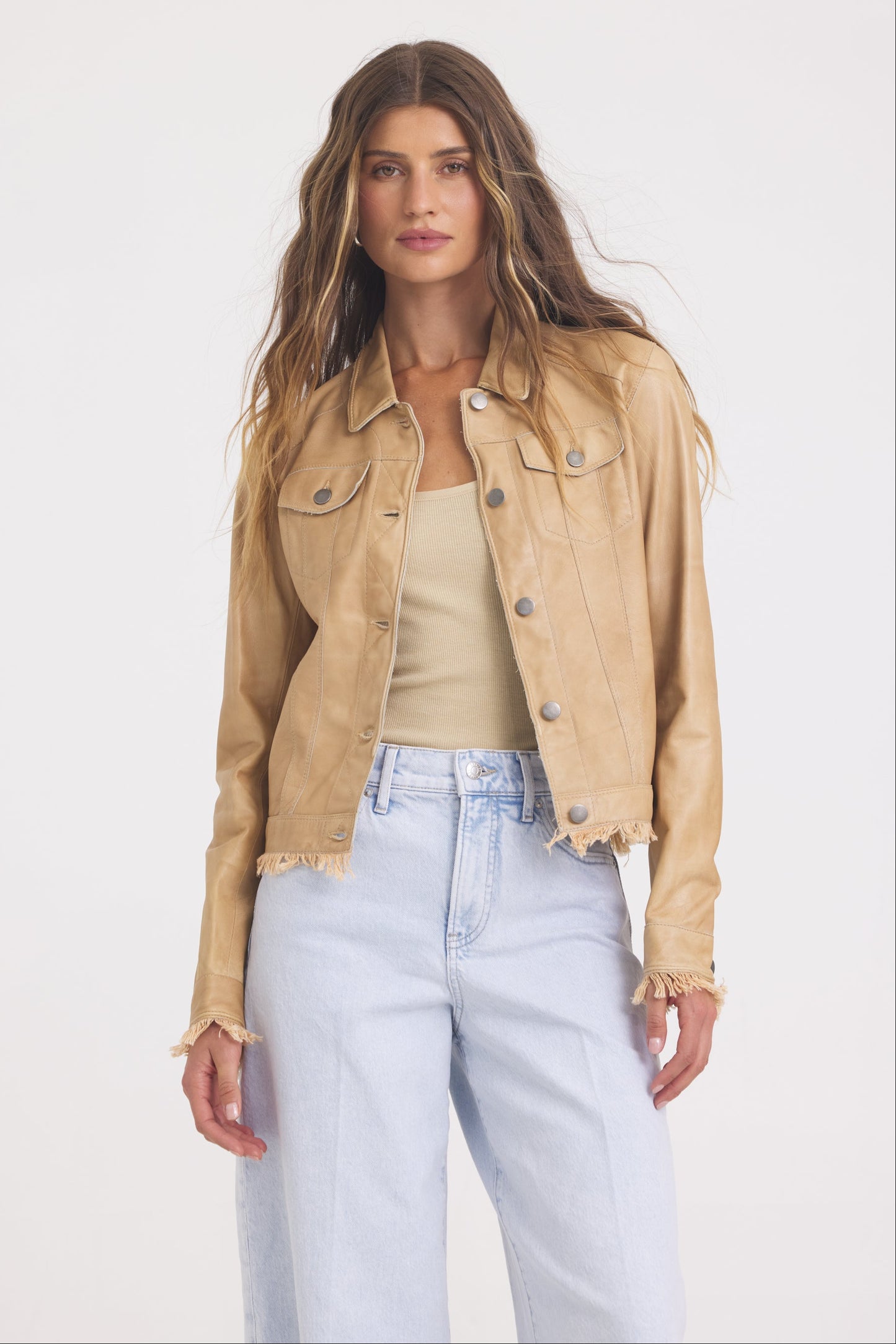 Alexa Patina Leather Jacket Fawn