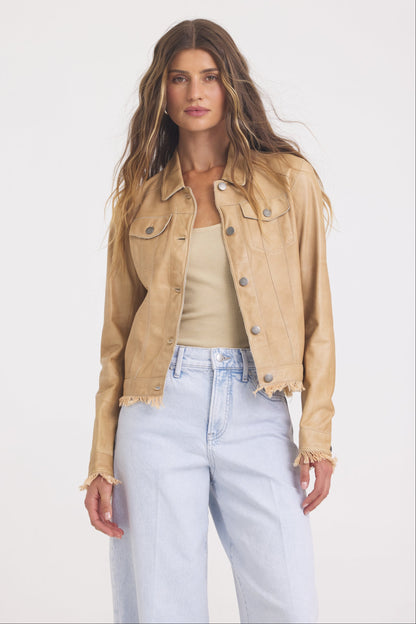 Alexa Patina Leather Jacket Fawn
