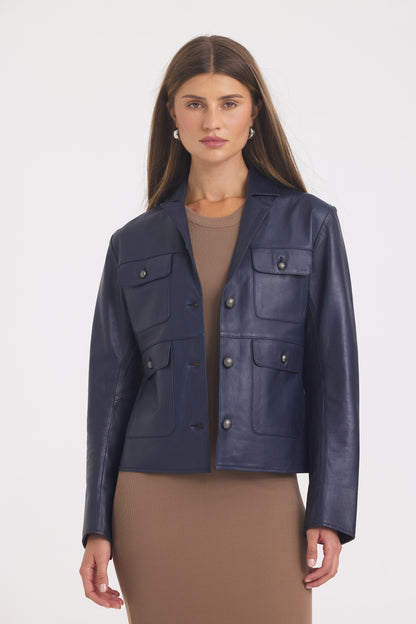 Brooke Burnished Leather Dark Indigo