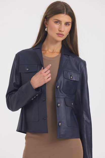 Brooke Burnished Leather Dark Indigo