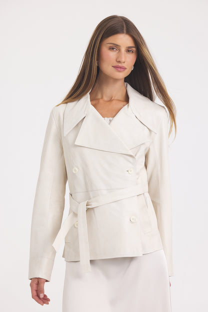 Celine Patina Leather Jacket Talc