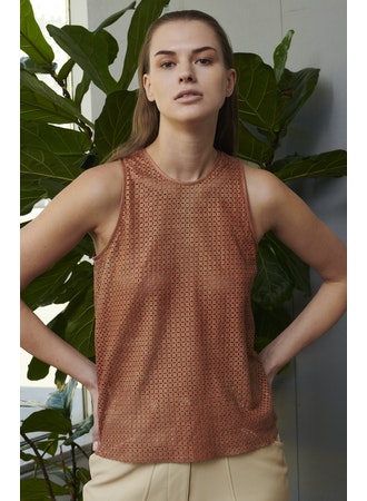 Jakett Evelyn Square Perforated Leather Tank Copper