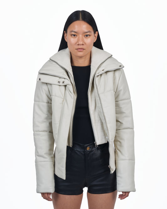 Giacca Lusso Channel Puffer Jacket Off White