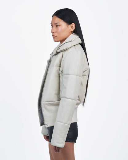 Giacca Lusso Channel Puffer Jacket Off White