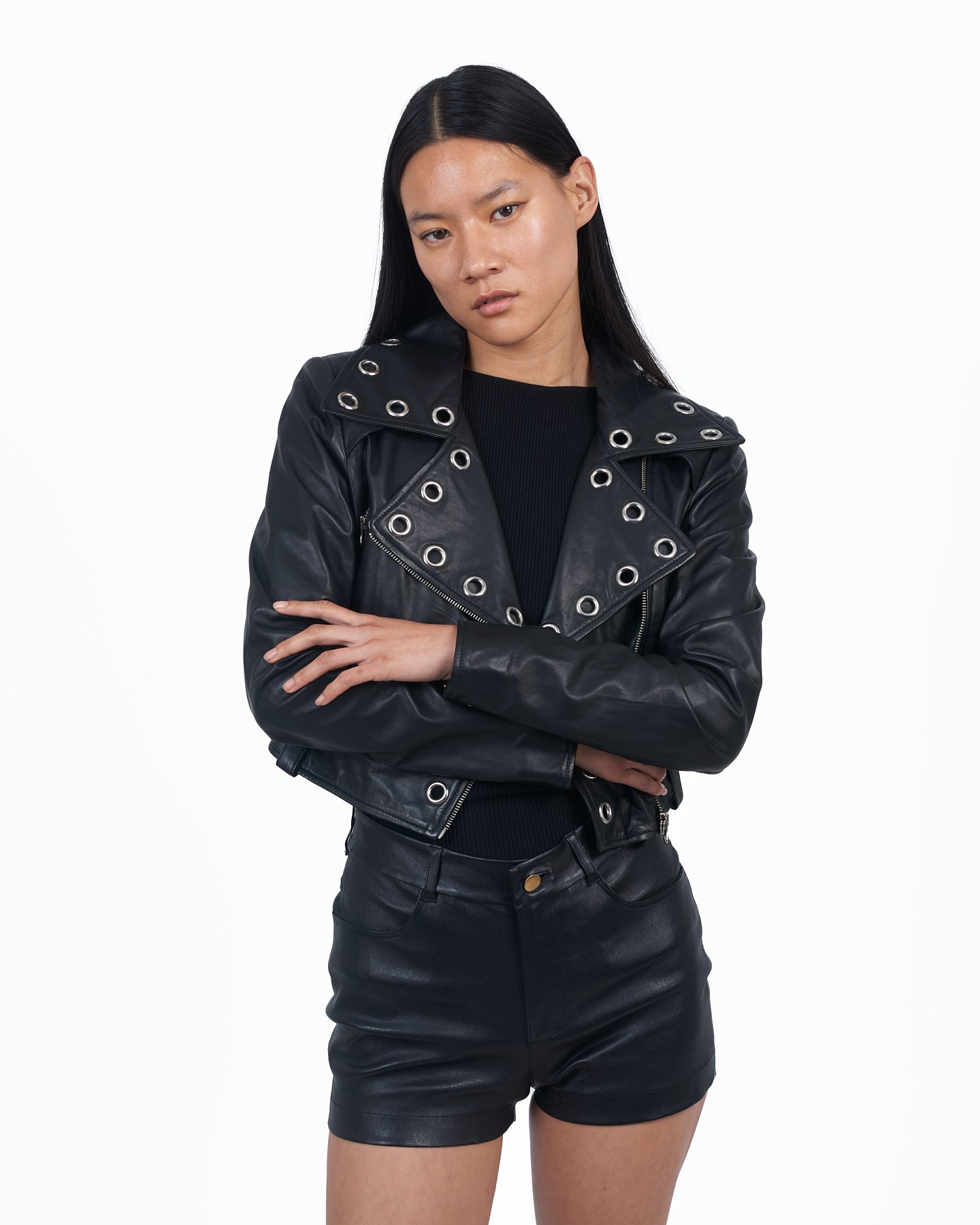 Giacca Lusso Grommet Moto Jacket Black