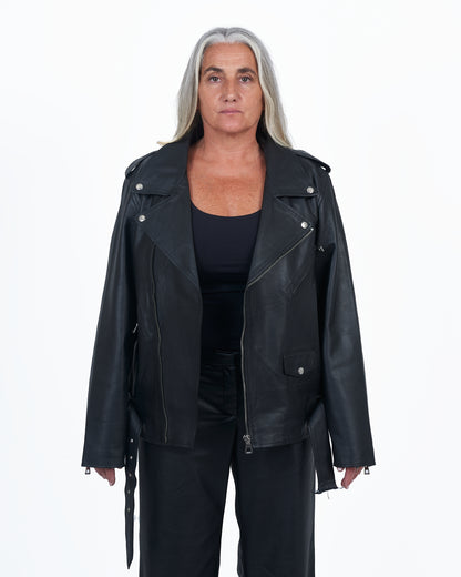 Giacca Lusso Oversized Moto Jacket Black