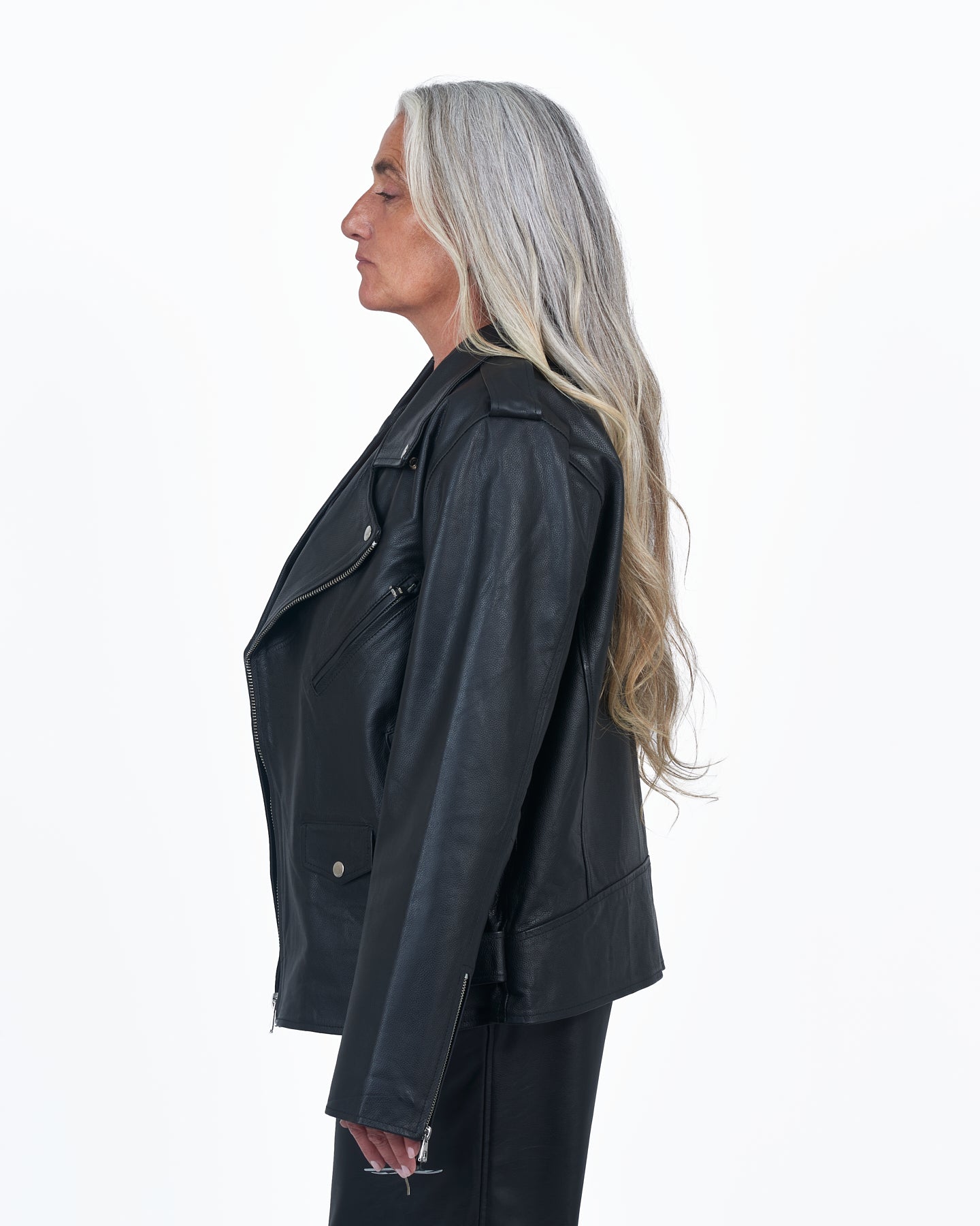 Giacca Lusso Oversized Moto Jacket Black