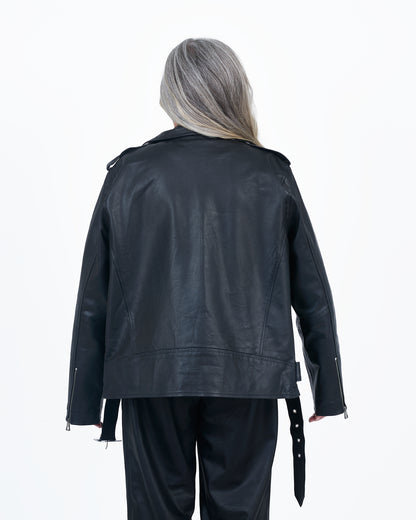 Giacca Lusso Oversized Moto Jacket Black