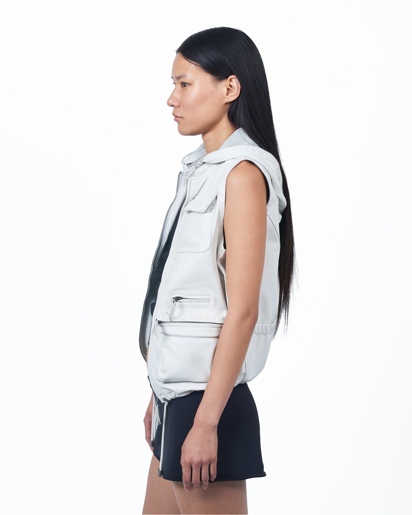 Greta Washed Leather Vest White