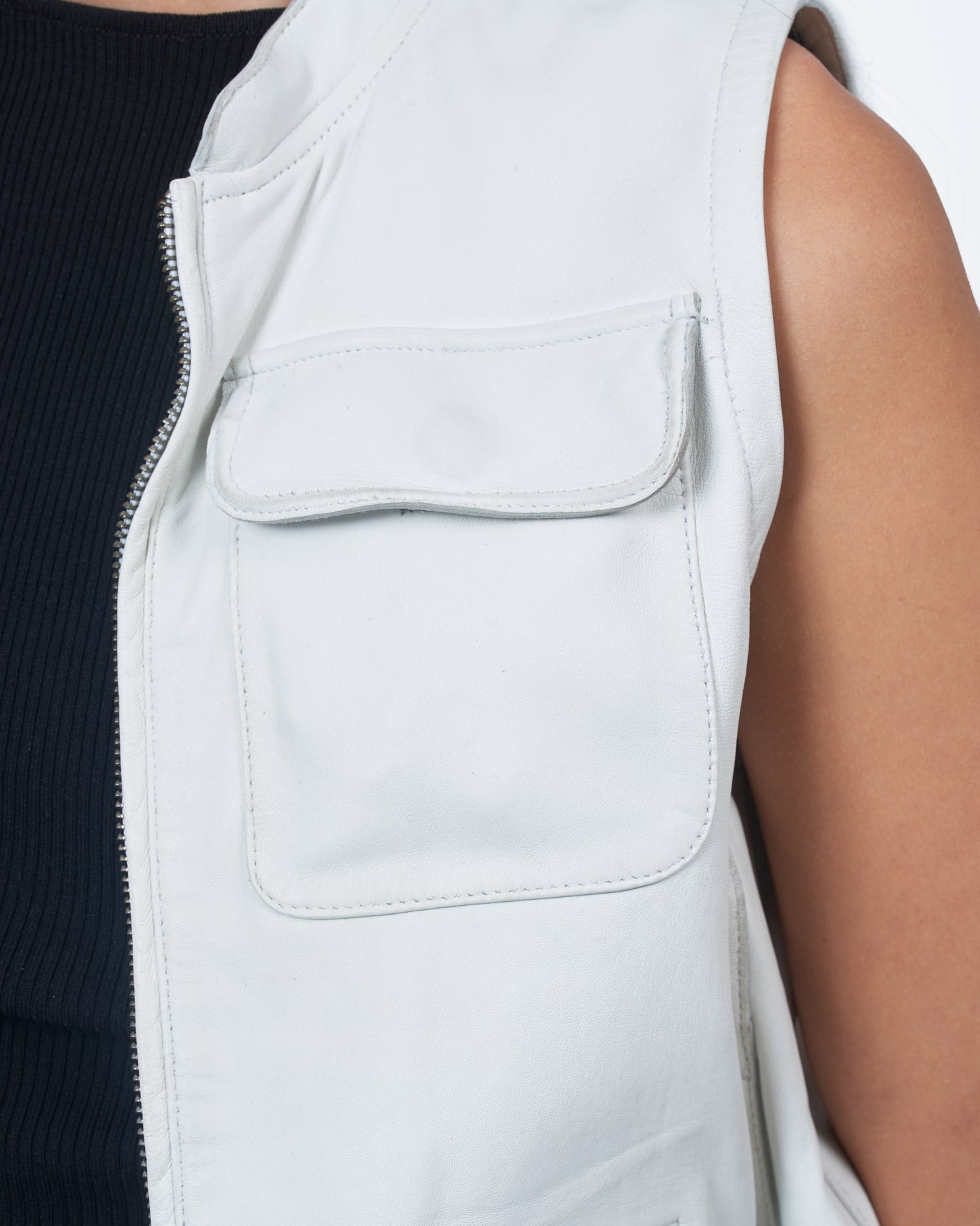 Greta Washed Leather Vest White