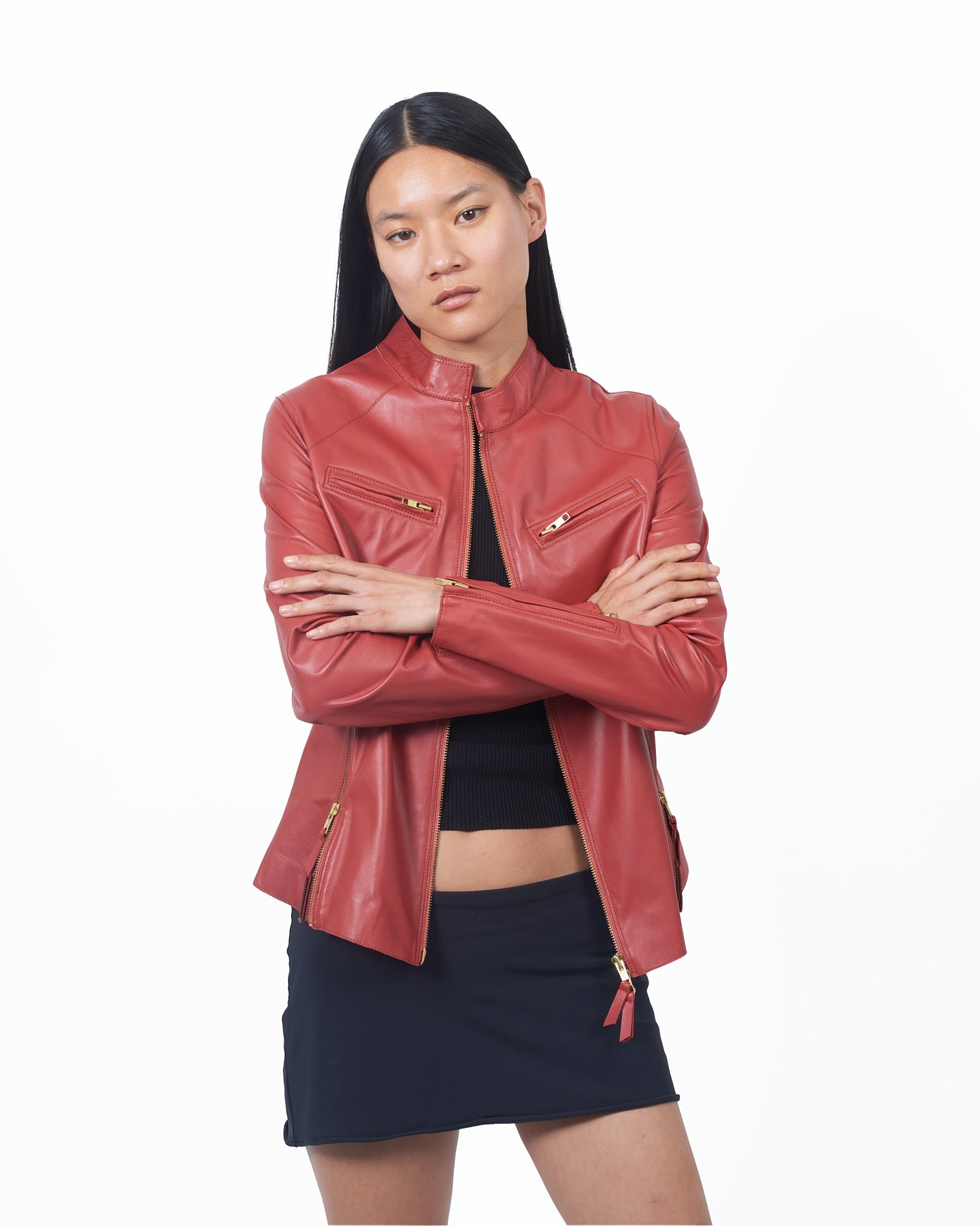 Jakett Quinn Luxe Touch Leather Jacket Habanero