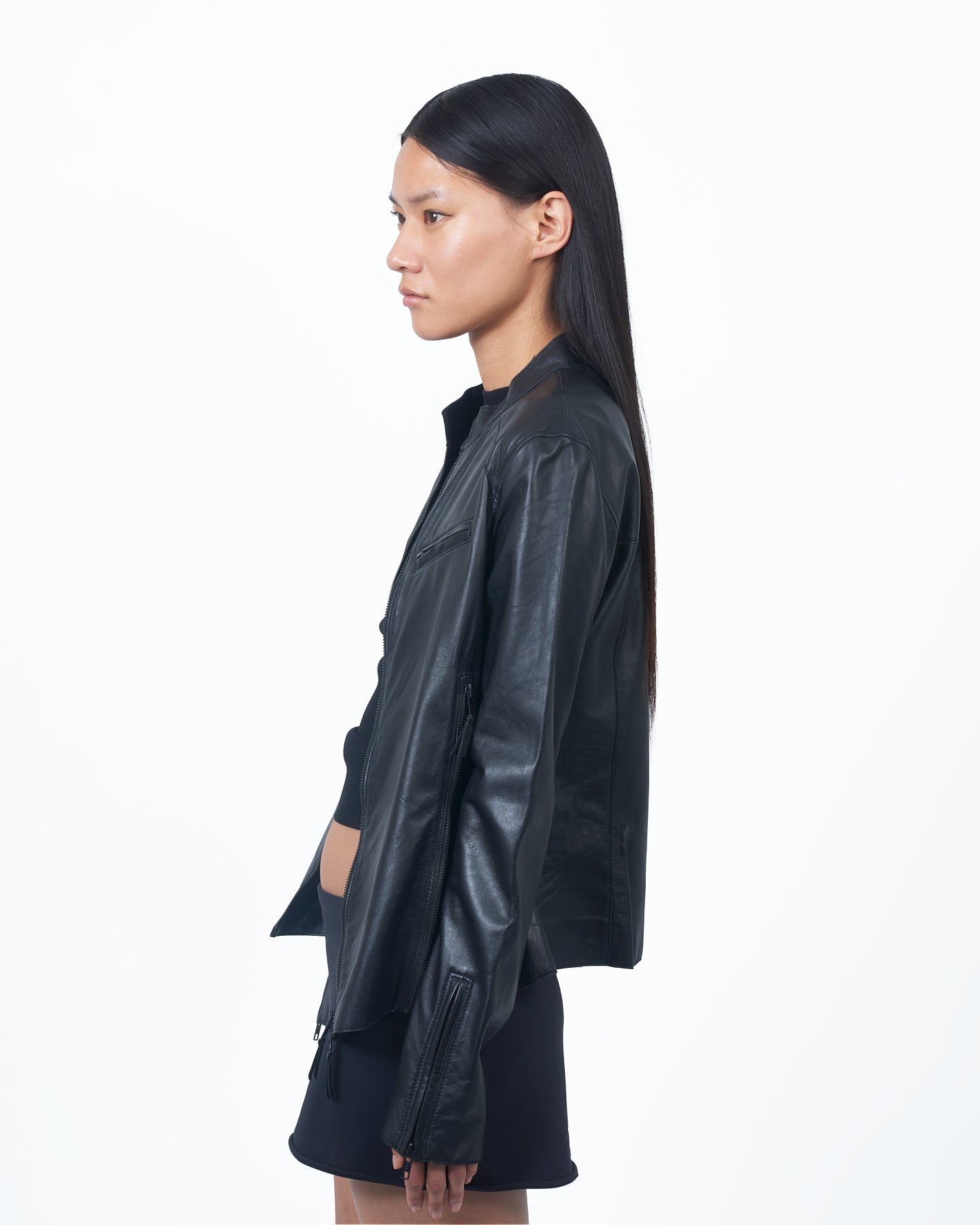 Jakett Quinn Washed Leather Jacket Black