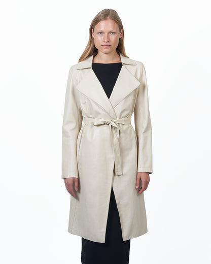 Jakett Elyse Washed Leather Trench Cream