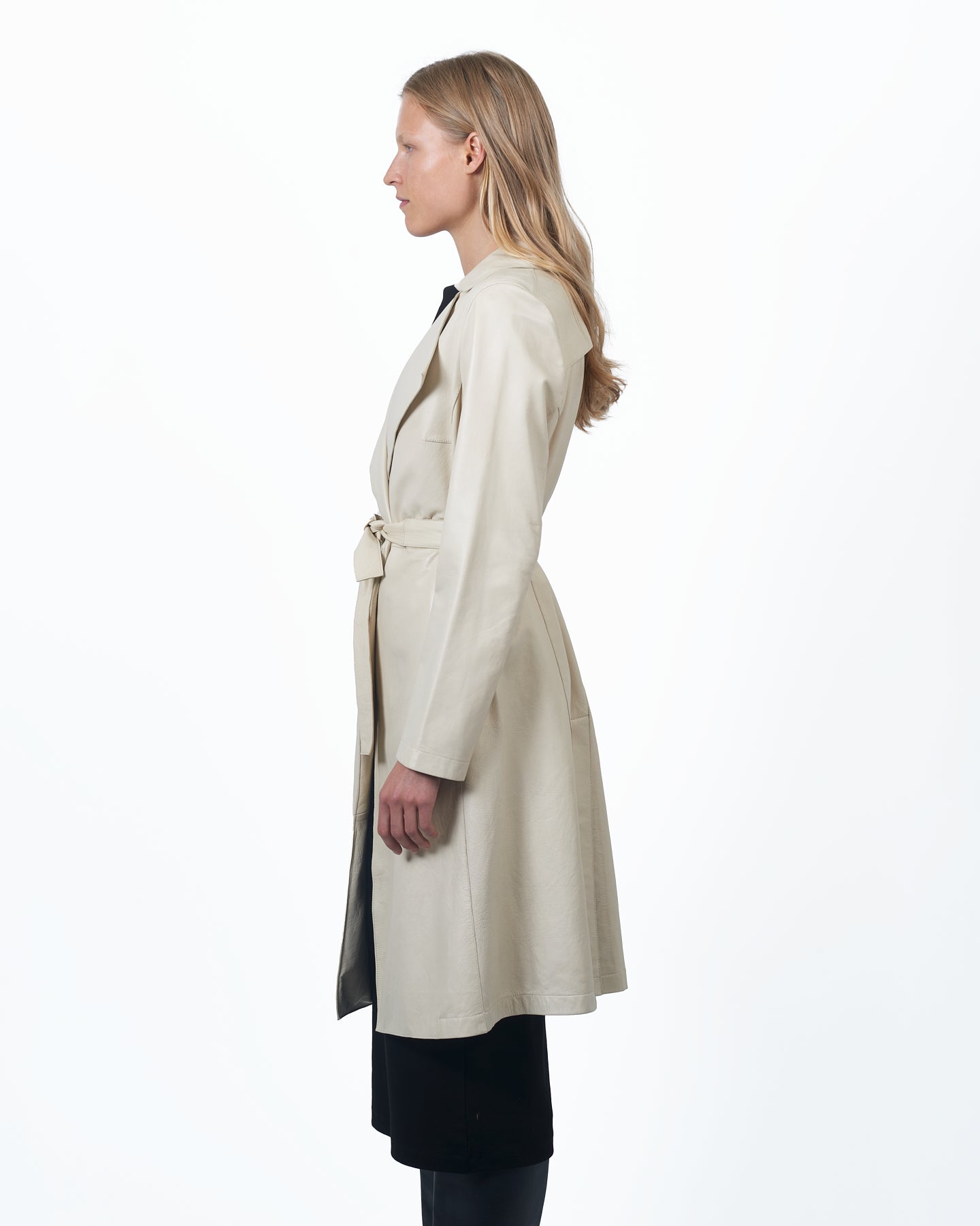 Jakett Elyse Washed Leather Trench Cream