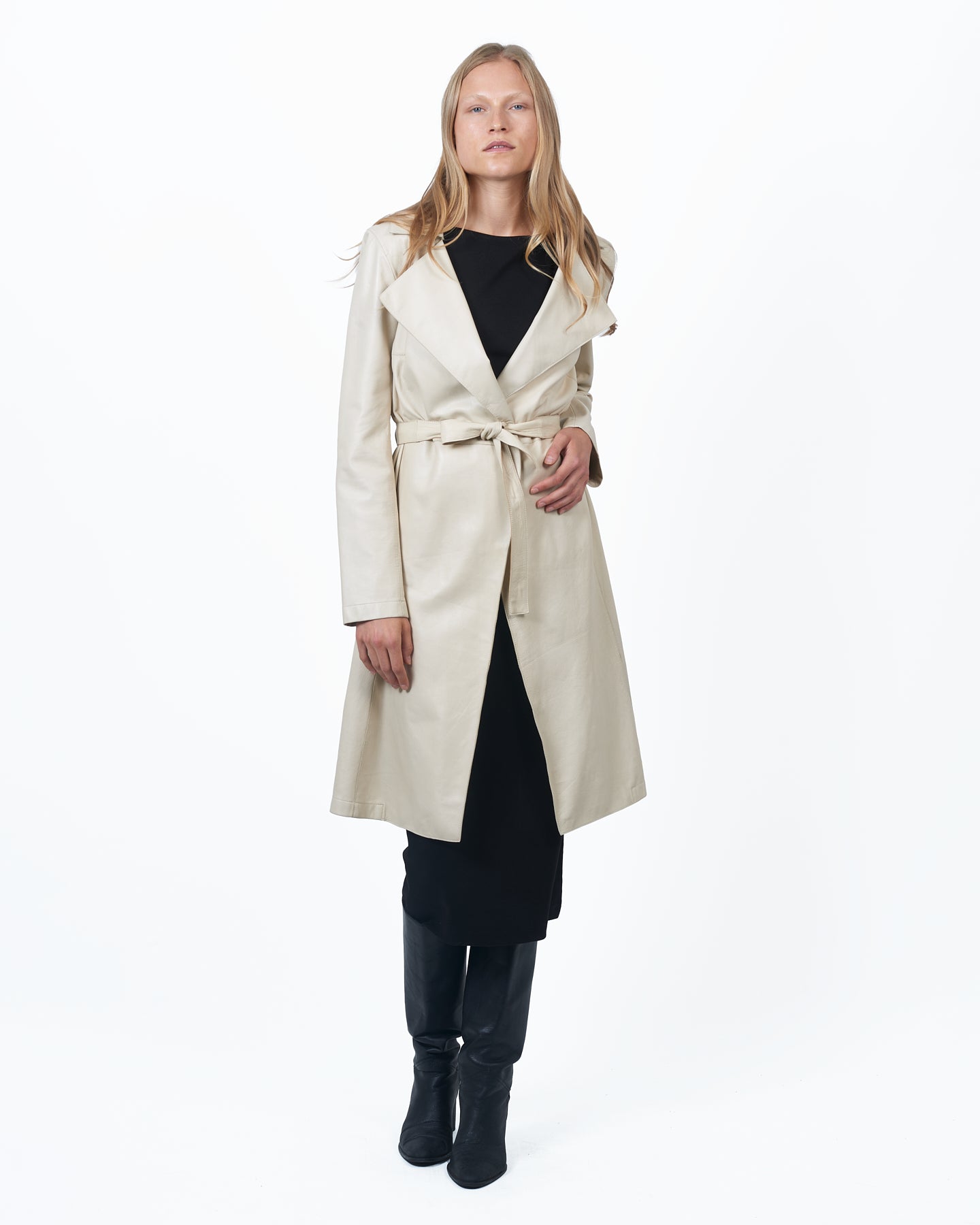 Jakett Elyse Washed Leather Trench Cream