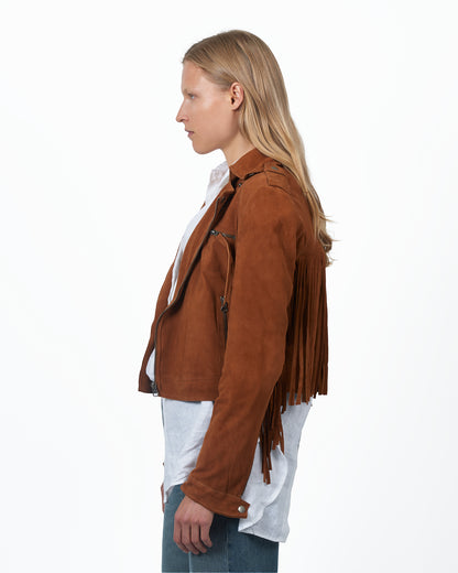 Jakett Tina Washed Suede Leather Jacket Mustang