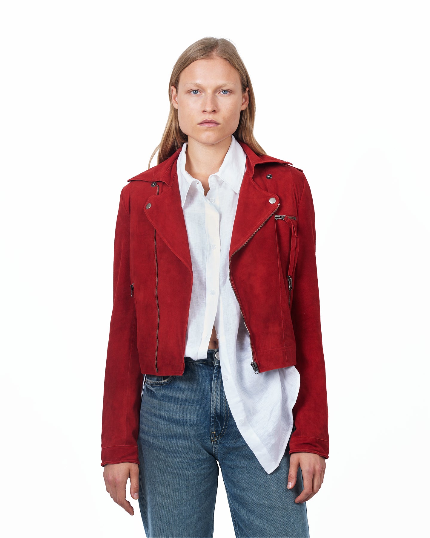 Jakett Tina Washed Suede Leather Jacket Cayenne