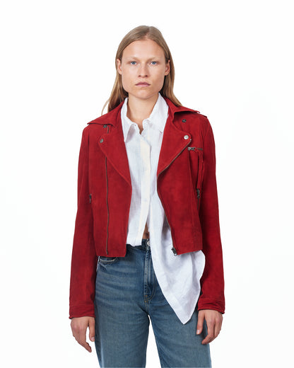 Jakett Tina Washed Suede Leather Jacket Cayenne