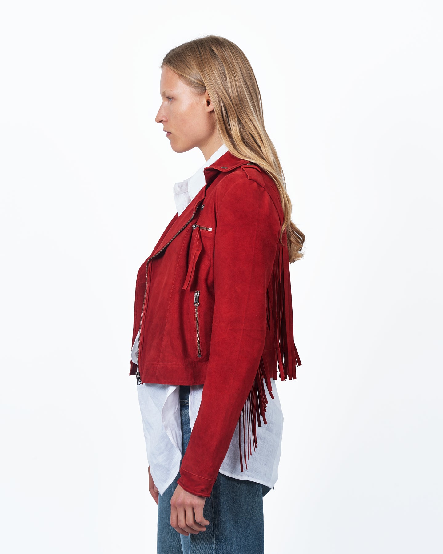 Tina Washed Suede Leather Jacket Cayenne