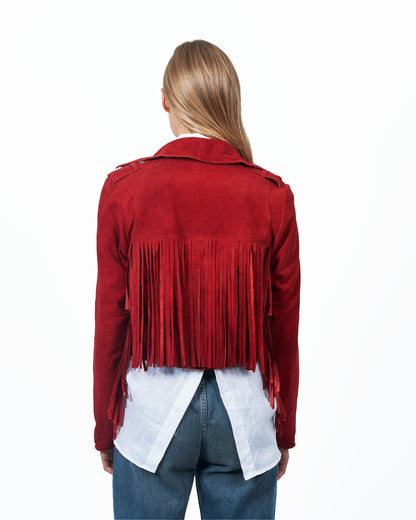 Tina Washed Suede Leather Jacket Cayenne