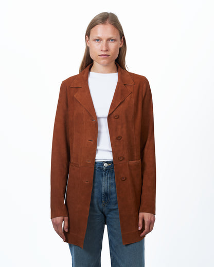 Jakett Marlene Washed Suede Leather Jacket Mustang