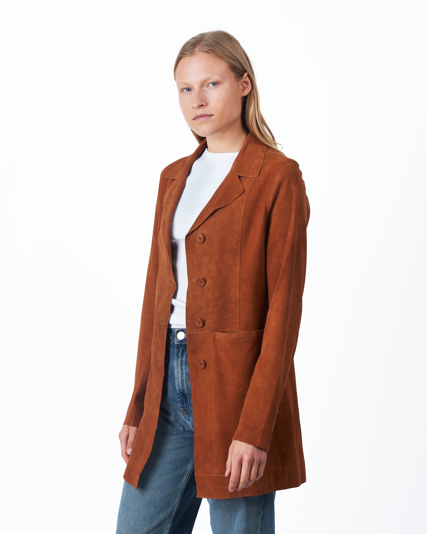 Jakett Marlene Washed Suede Leather Jacket Mustang