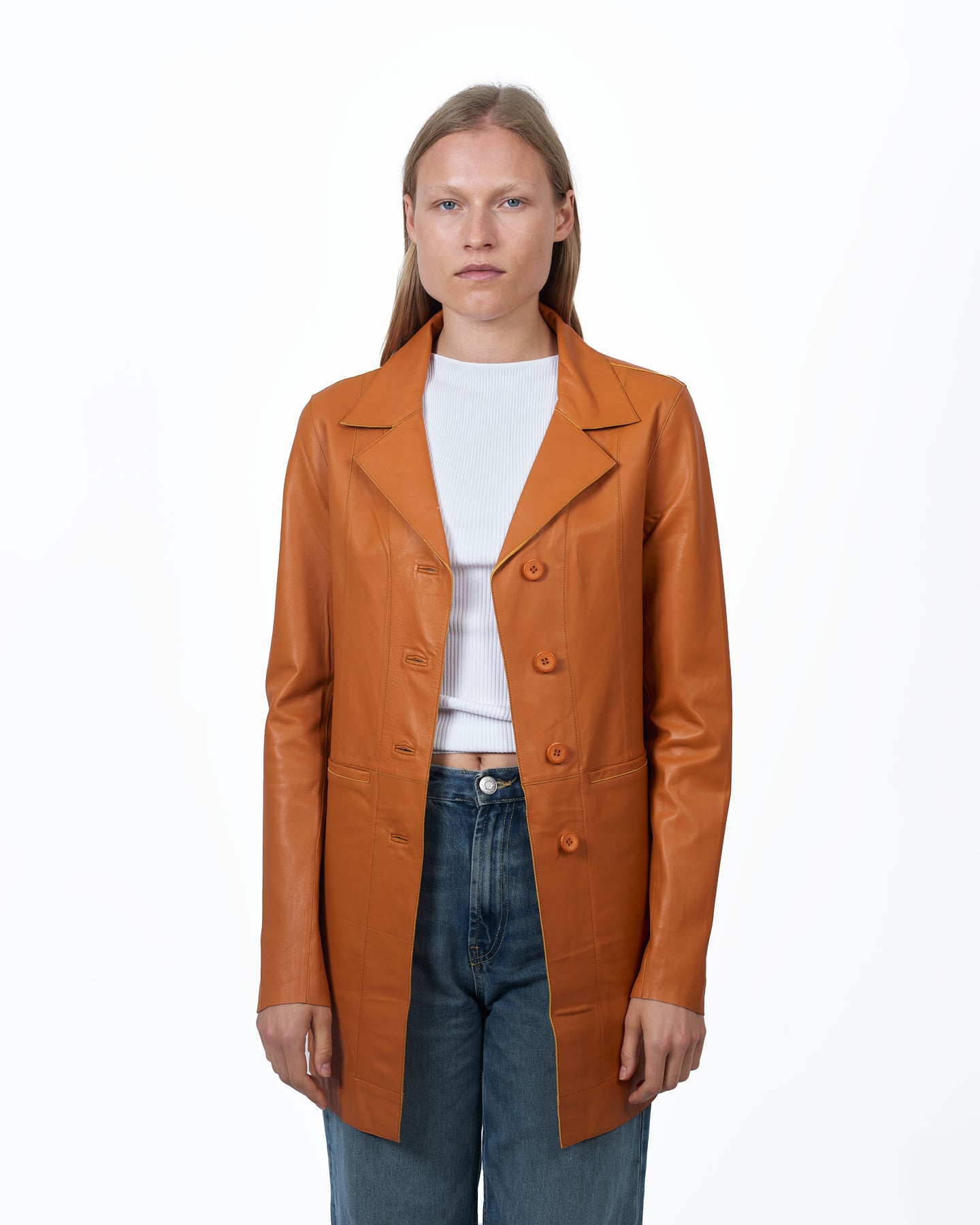 Jakett Marlene Washed Leather Jacket Burnt Orange