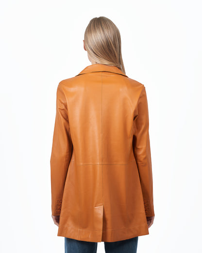 Jakett Marlene Washed Leather Jacket Burnt Orange