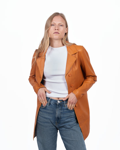 Jakett Marlene Washed Leather Jacket Burnt Orange