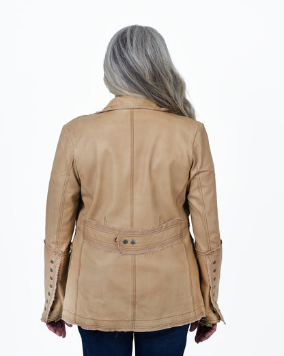 Jakett Meryl Veg Dye Leather Jacket Sand