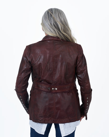 Jakett Meryl Veg Dye Leather Jacket Port