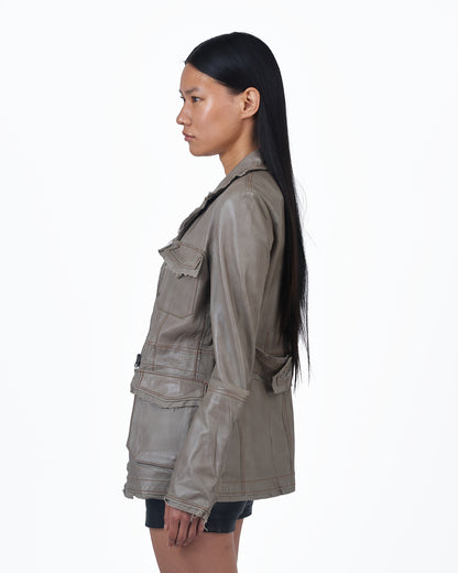 Jakett Meryl Veg Dye Leather Jacket Thunder