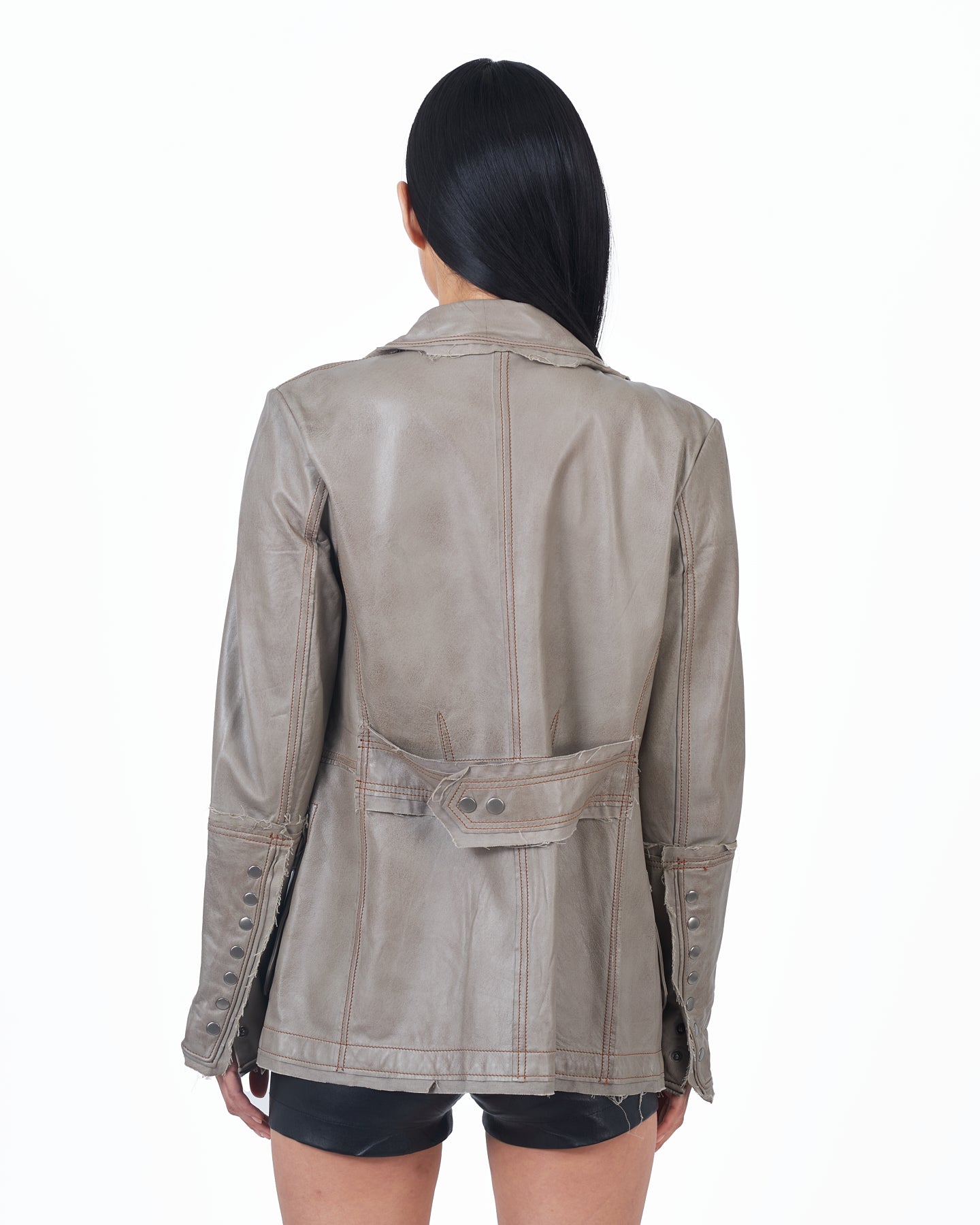 Jakett Meryl Veg Dye Leather Jacket Thunder