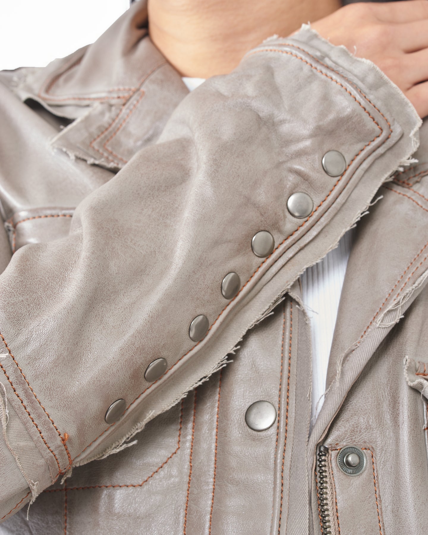 Jakett Meryl Veg Dye Leather Jacket Thunder