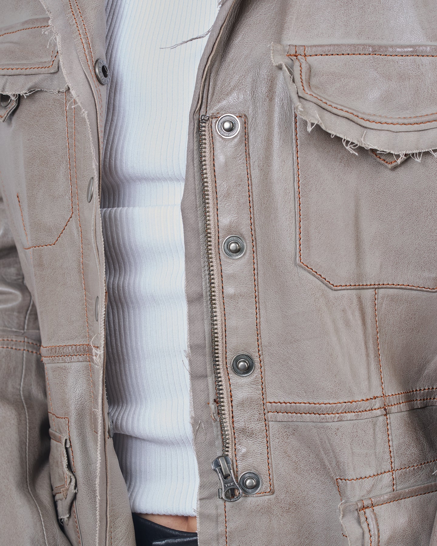 Jakett Meryl Veg Dye Leather Jacket Thunder