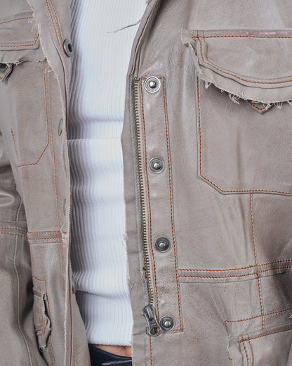 Jakett Meryl Veg Dye Leather Jacket Thunder