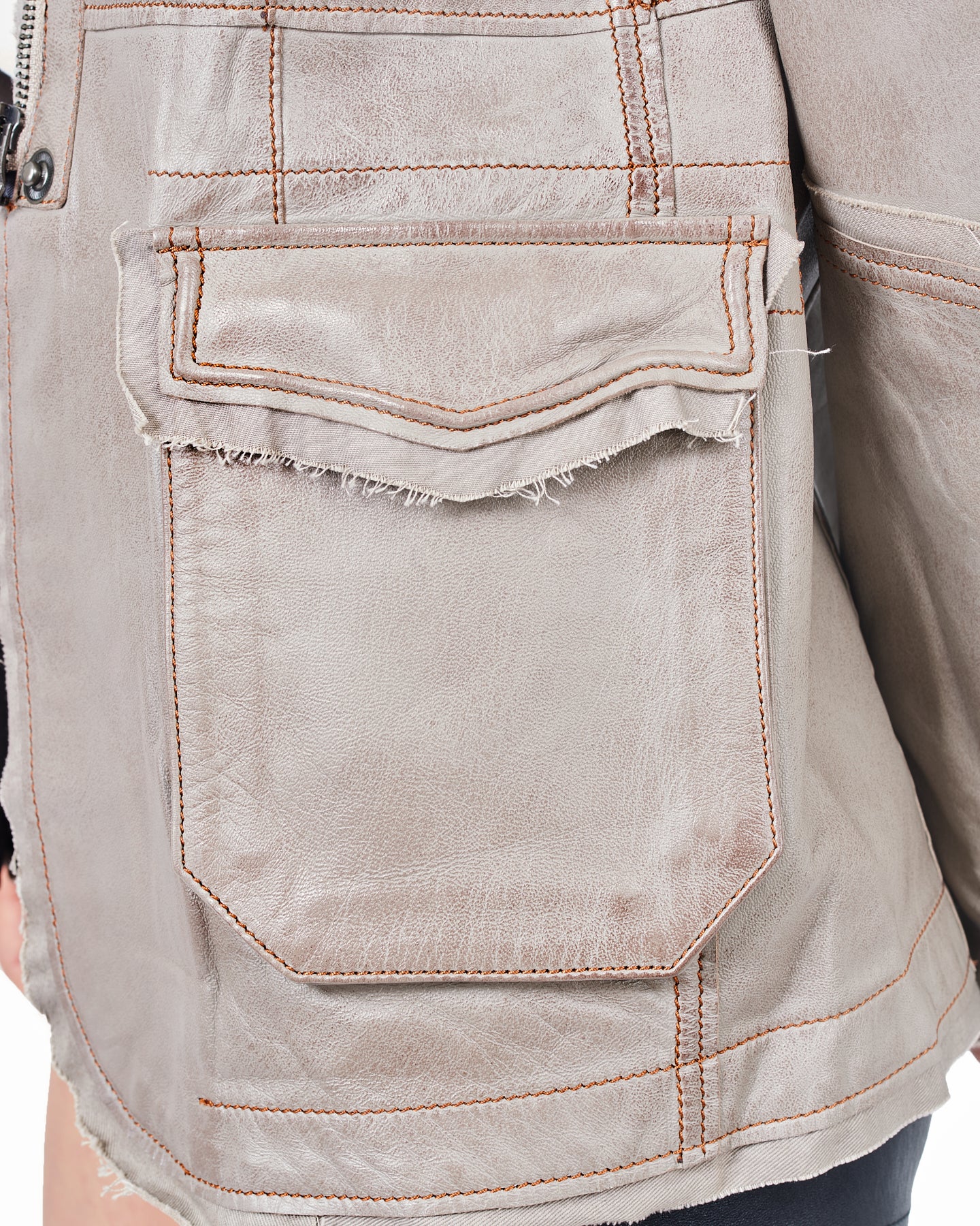 Jakett Meryl Veg Dye Leather Jacket Thunder