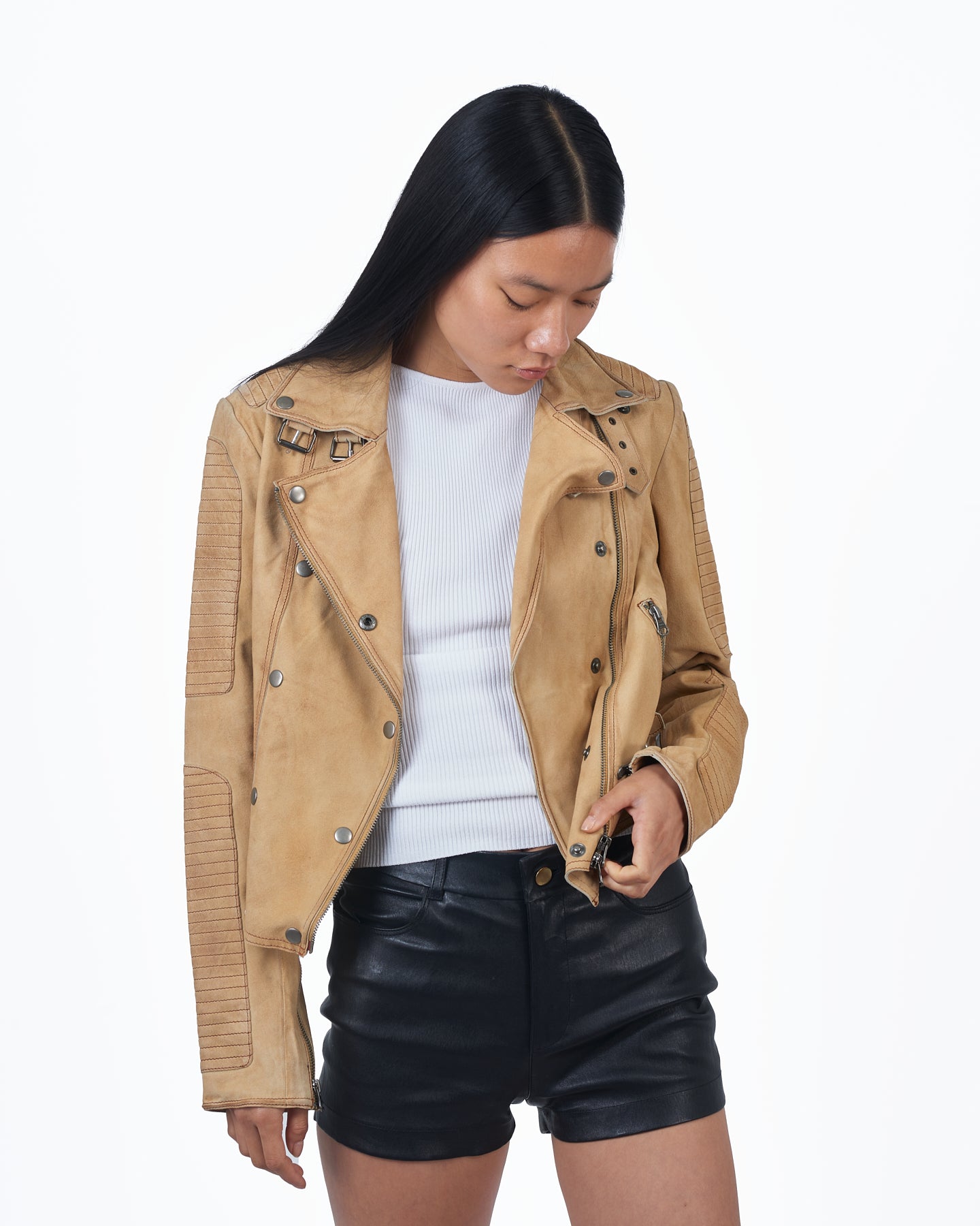 Jakett Harley Waxed Suede Leather Jacket Chami