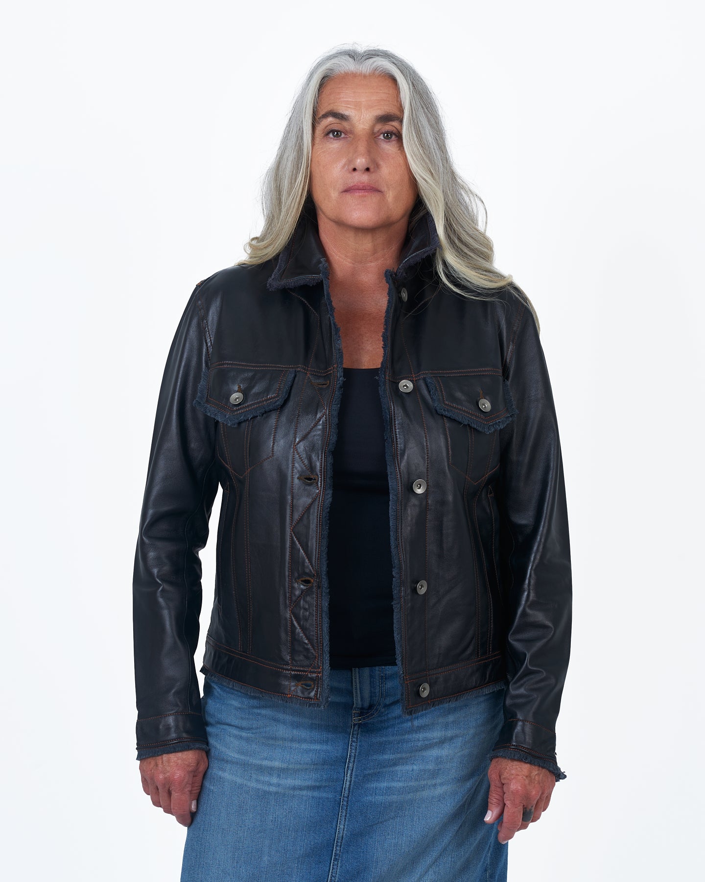 Jakett Natalie Washed Leather Jacket Midnight