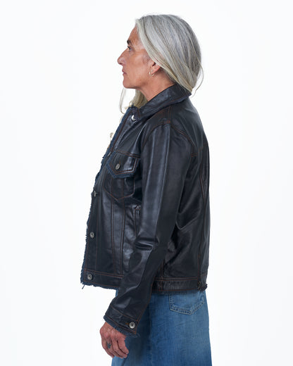 Jakett Natalie Washed Leather Jacket Midnight