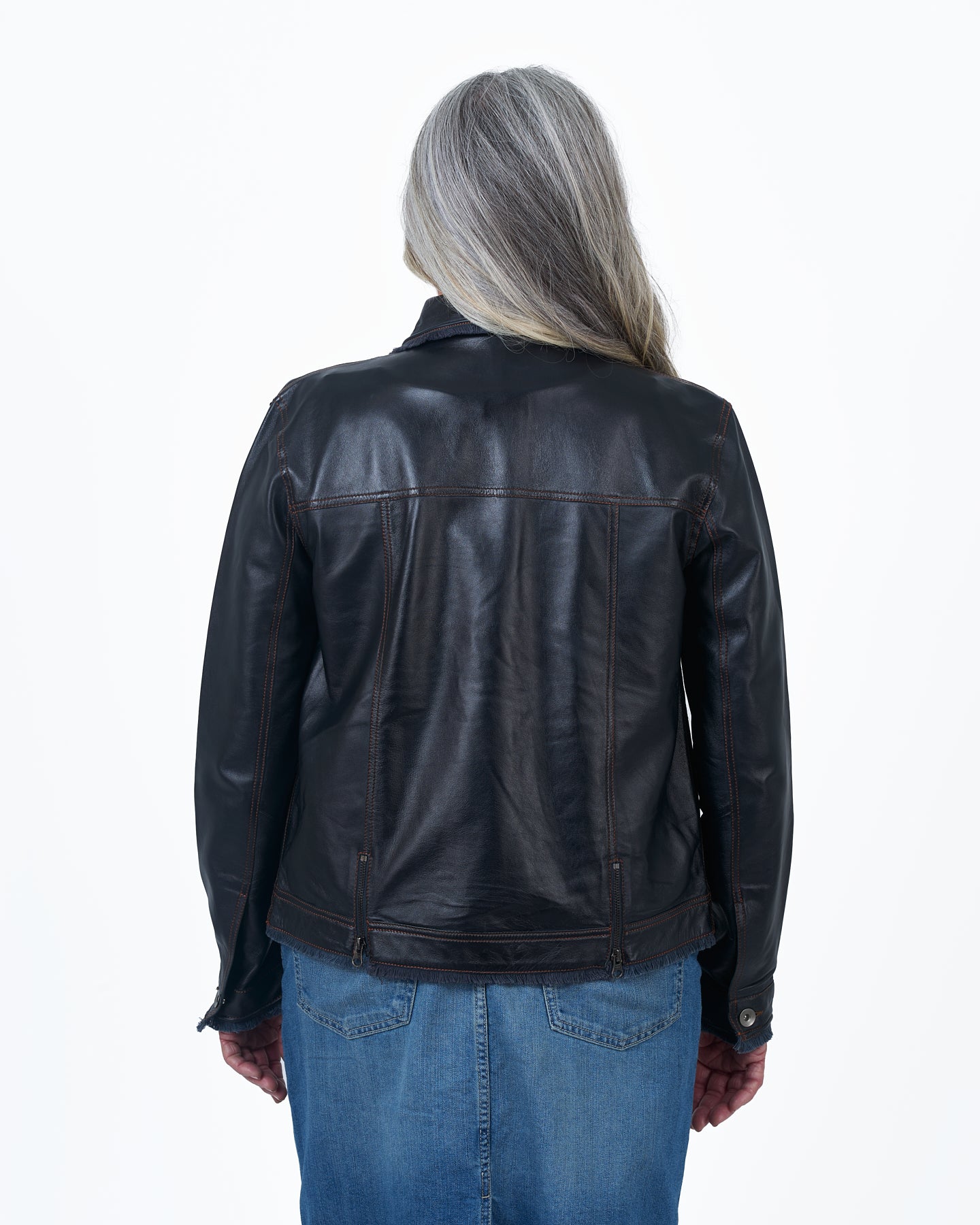 Jakett Natalie Washed Leather Jacket Midnight