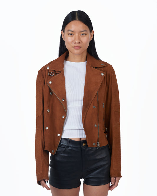Jakett Harley Washed Suede Leather Jacket Mustang